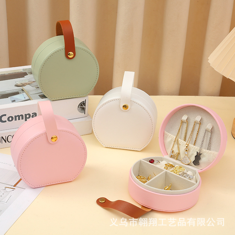 Halbrundes Schmuckkästchen Premium Mini Schmuckkassette tragbare Reise Ringe Ohrringe Prinzessin Schmucktasche - 1