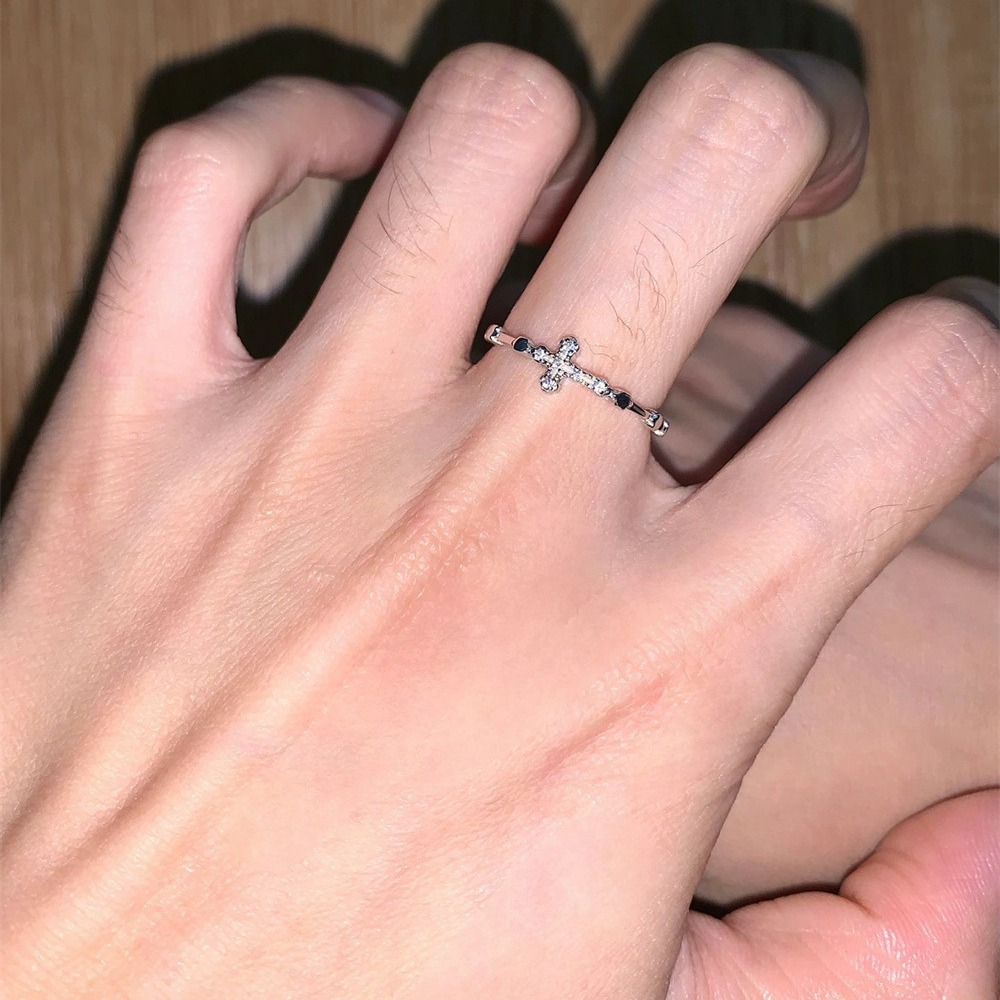 Cross design minimalist open ring for women
