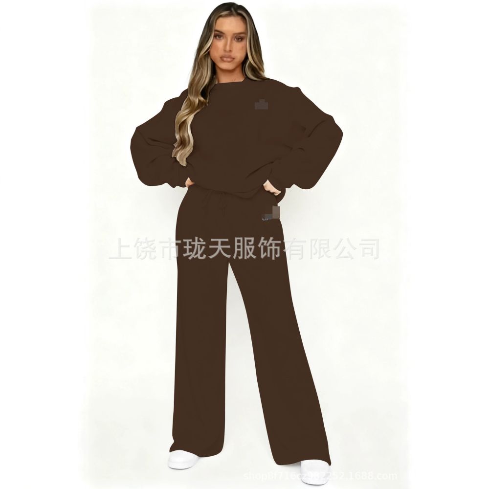 In-Stock Sweatshirt Cross-Border 2026 New American Style Crew Neck Fashion Casual Set Sweatshirt Jacket Men Women Trendy Two-Piece Set
