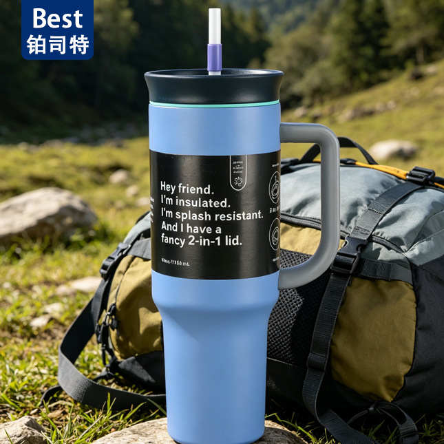 304 Stainless Steel Insulated Cup Large Capacity Cold Retention Ice Cup Outdoor Sports Handle Straw Car Water Bottle Wholesale