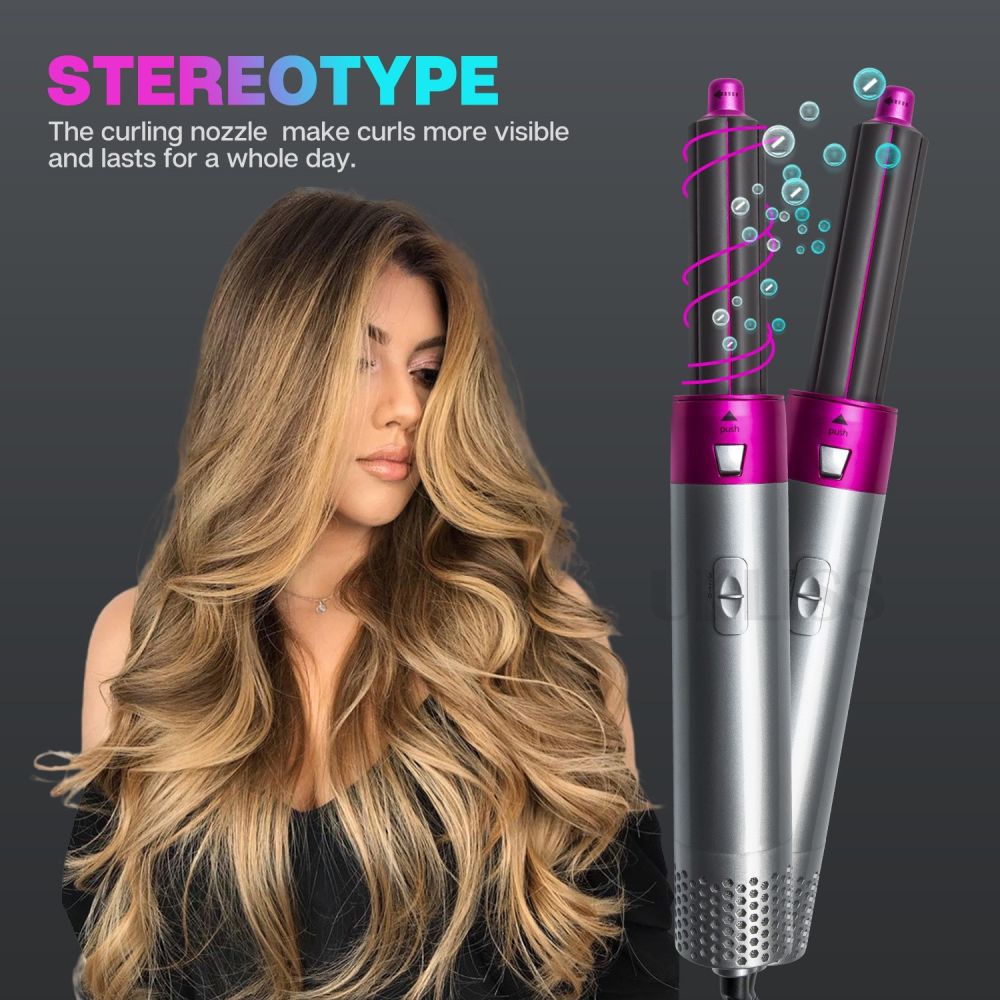 5-in-1 Hot Air Hair Dryer Brush with Auto Hair Suction, Bladeless - 1
