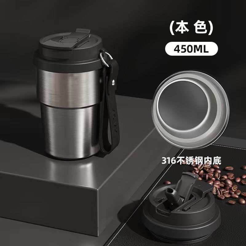 Einfache doppelwandige Kaffee-Thermoskanne 316 Edelstahl Kaffeebecher hochwertiges tragbares Geschenk Wassertasse mit individualisiertem Logo - 8