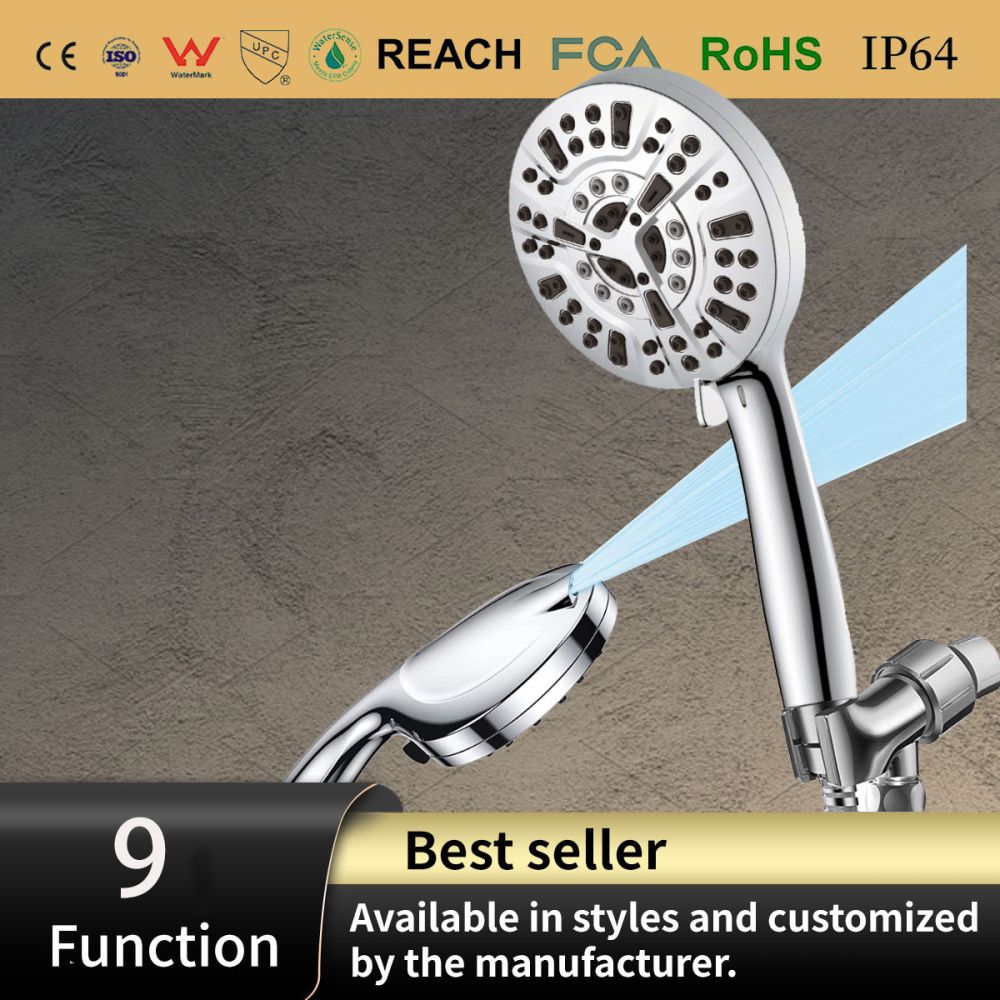 Chlorine-Removing Pressure-Boost Shower Head Back Spray Gun Shower Head Cross-Border 9-Function Filtered Handheld Shower Head Rain Shower Head Set, Manufacturer