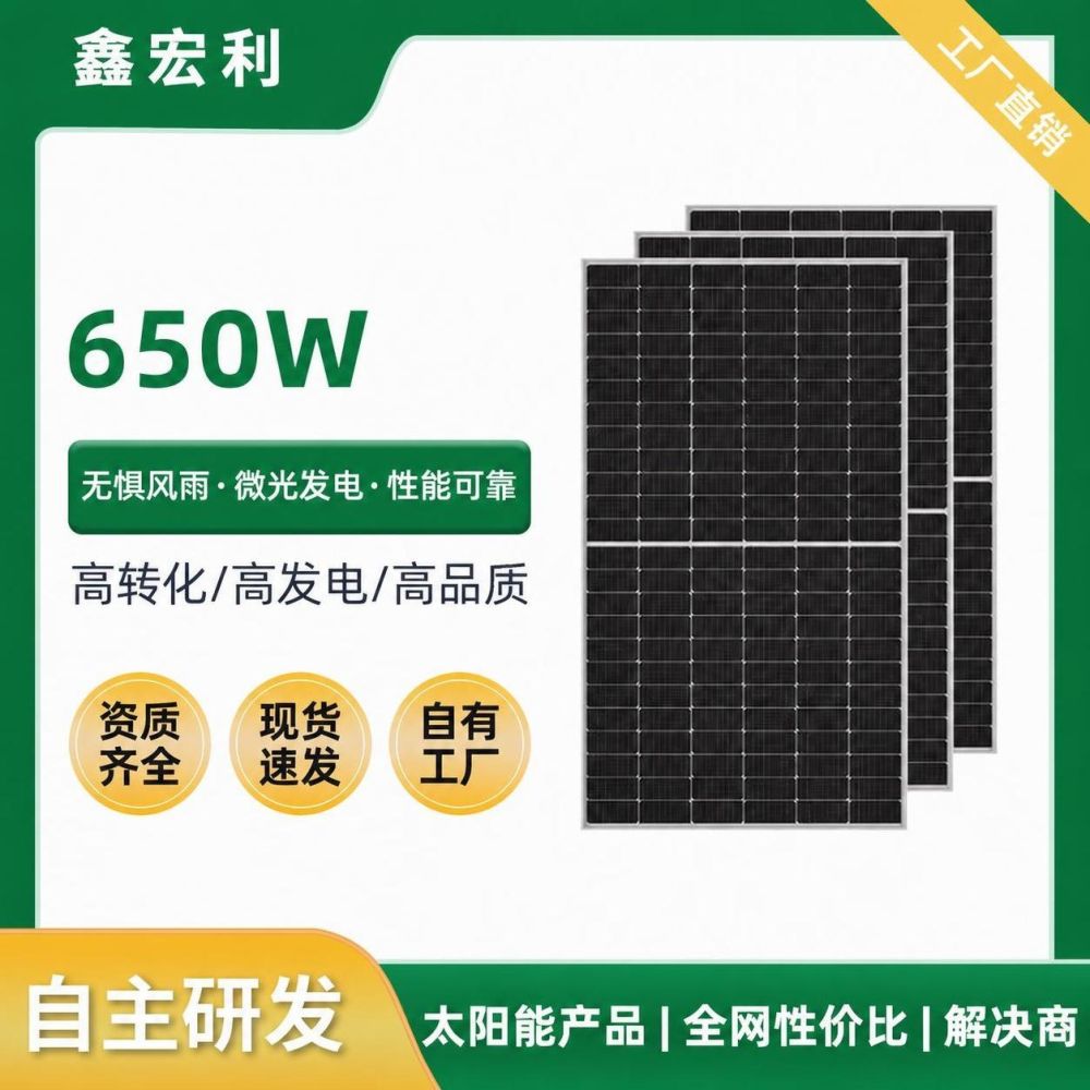 650W Bifacial Monocrystalline Solar Panel, Grade A, Double Glass