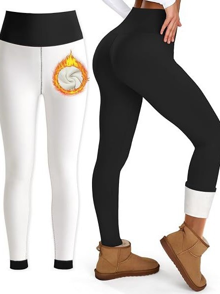 Fleece-Lined Tight Yoga Pants, Autumn/Winter, High-Waisted
