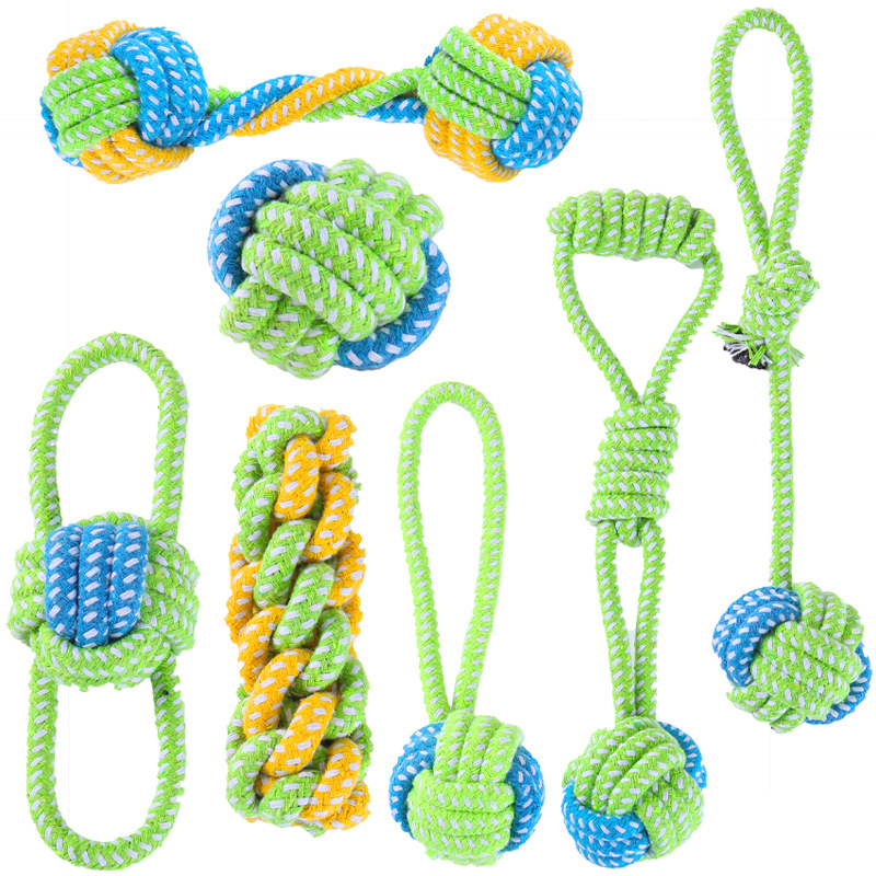 Pet Supplies Chew-Resistant Cotton Rope Toy Teeth Grinding and Teeth Cleaning Rope Knot Ball Cat and Dog Chew Rope Teddy Small Dog Toy Wholesale