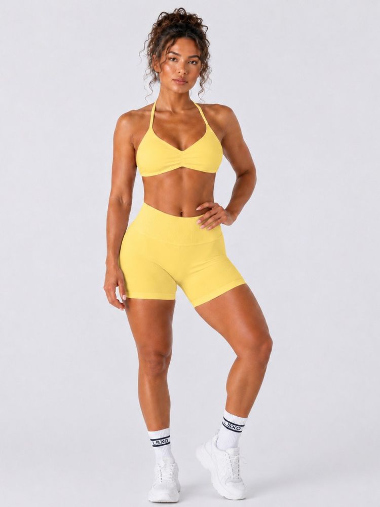 DFYNE nahtloses Nylon-Neckholder-Top und High-Waist-Leggings, Yoga-Set