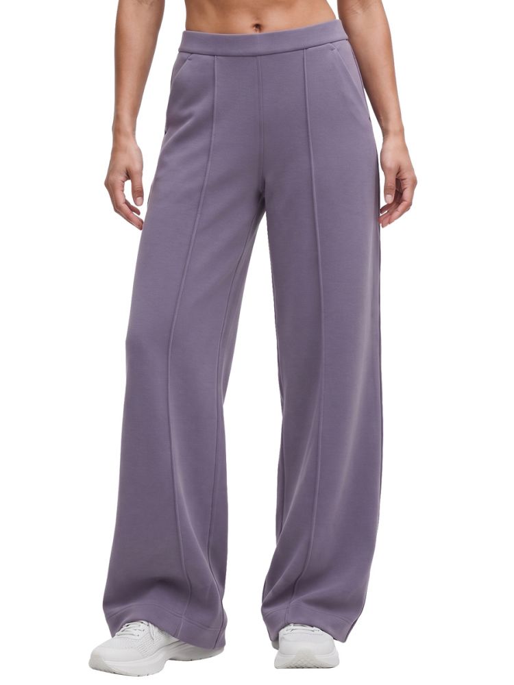 Damen Yoga-Hose weites Bein mit Fleece-Futter und hohem Bund