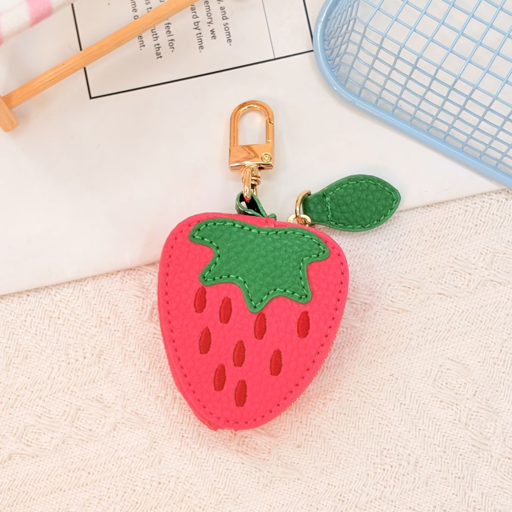 Cute Cartoon Mini Fruit Series Leather Coin Purse Hanging Accessory