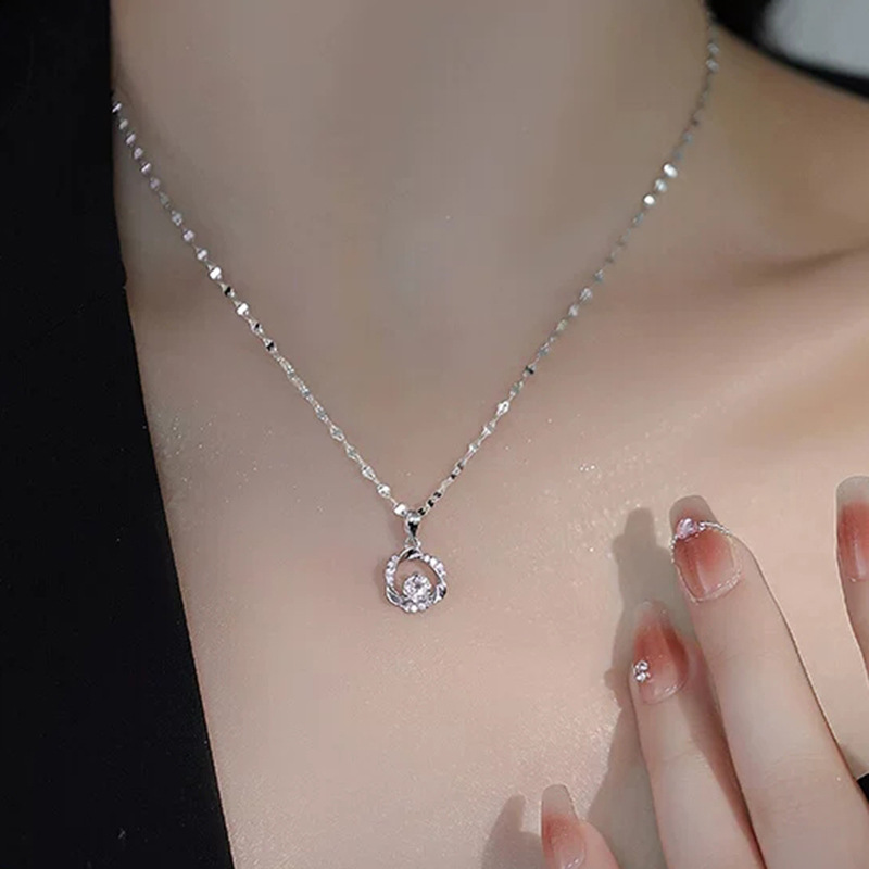 S999 Silber Möbius Anhänger Schlüsselbein Kette Damen - 1