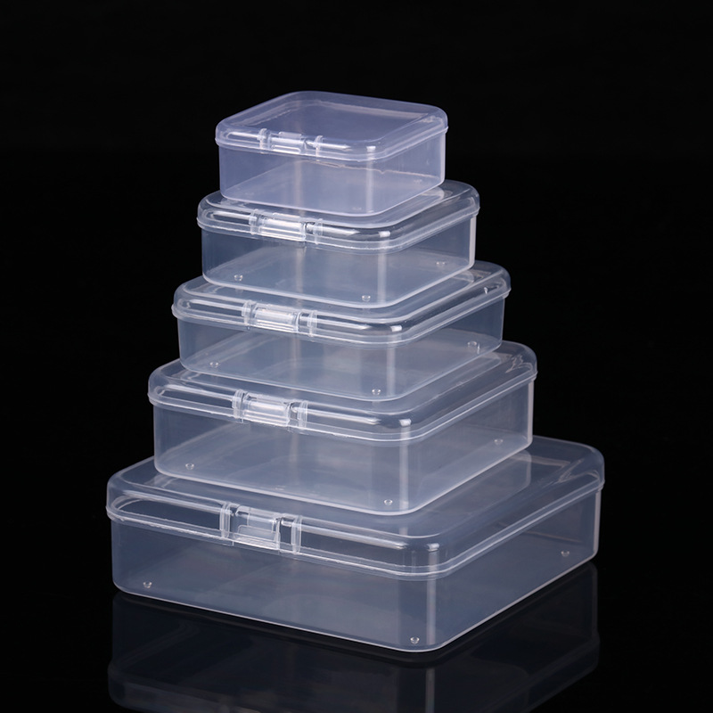 Quadratische hochgradig transparente Kunststoffbox PP-Box Ersatzteilbehälter Aufbewahrungsbox Hardware Schmuck Angelzubehör Schmuckschatulle Ohrstöpsel kleine Box Quadrat