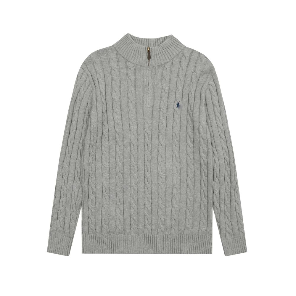 Polo Horse Logo Half-High Collar Zip Knit Sweater, Unisex Long-Sleeve Couple Wear