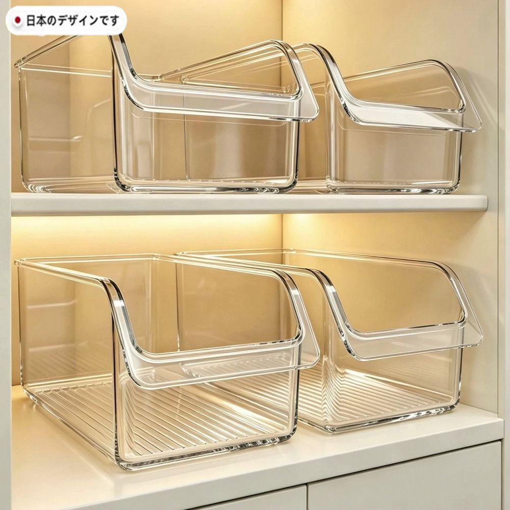 Cross-border New Kitchen Refrigerator Organizer Box Snack Miscellaneous Items Transparent Storage Basket Drawer Home Bedroom Desktop Organization