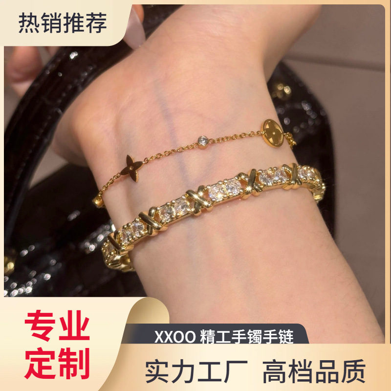 Women's bracelet, 3A zircon, rhinestone-studded, luxury