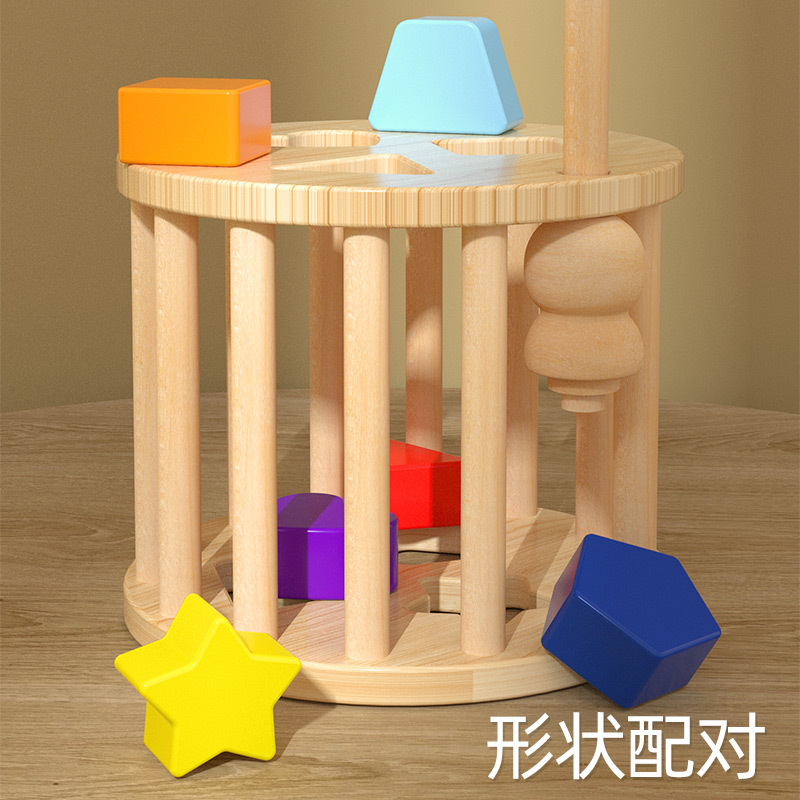 儿童早教益智十二孔智力盒形状配对多孔19认知积木2-34岁宝宝玩具