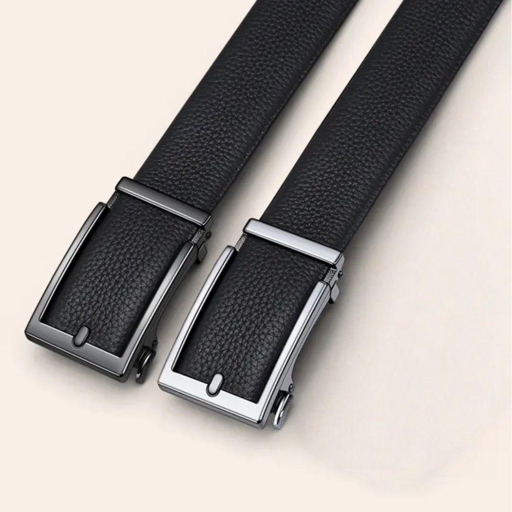 POLO Genuine Leather Men's Belt with Hidden Buckle and Internal Wear Design - Casual Waistband for Middle-aged and Young Men, Versatile Style