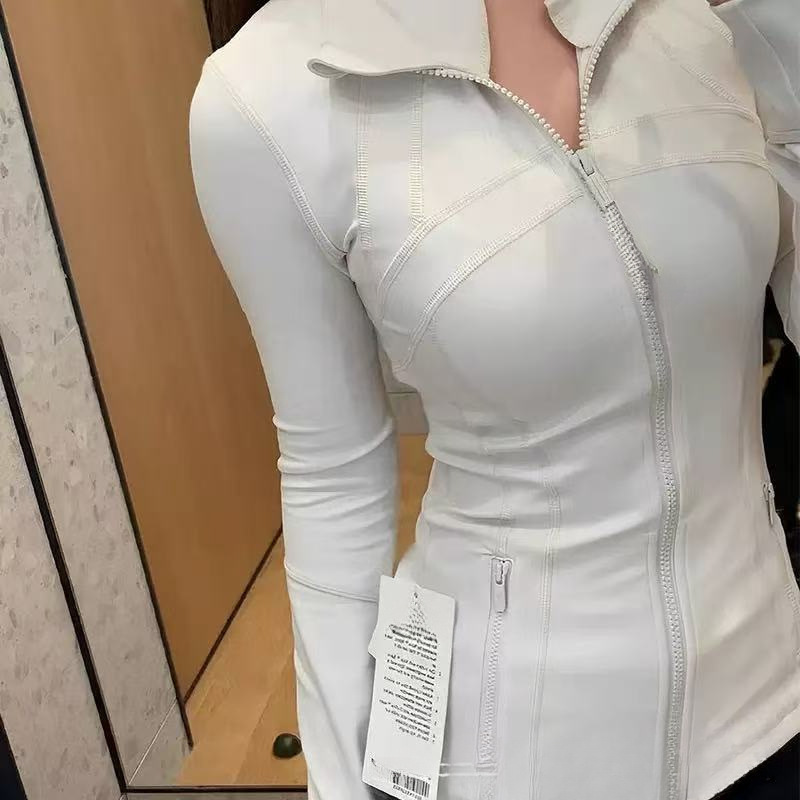 Lulu Same-Style Original Define Gold Zipper Yoga Wear Fitness Clothing Long Sleeve Running Sports Jacket