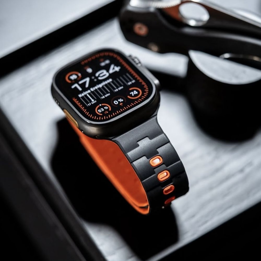 Hermes-Pattern Silicone Magnetic Strap for Apple Watch 4-9 and S10