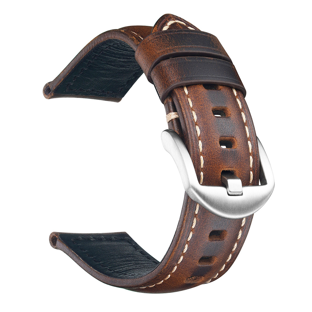 Handgefertigtes Vintage-Echtleder-Uhrenarmband, gewachst, 18-26 mm