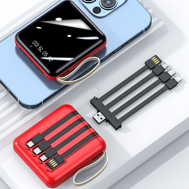 Großhandel Mini-Powerbank mit 3C-Zertifizierung 20000 mAh mit integriertem Kabel große Kapazität Mobiler Akku grenzüberschreitendes Mitbringsel - 9