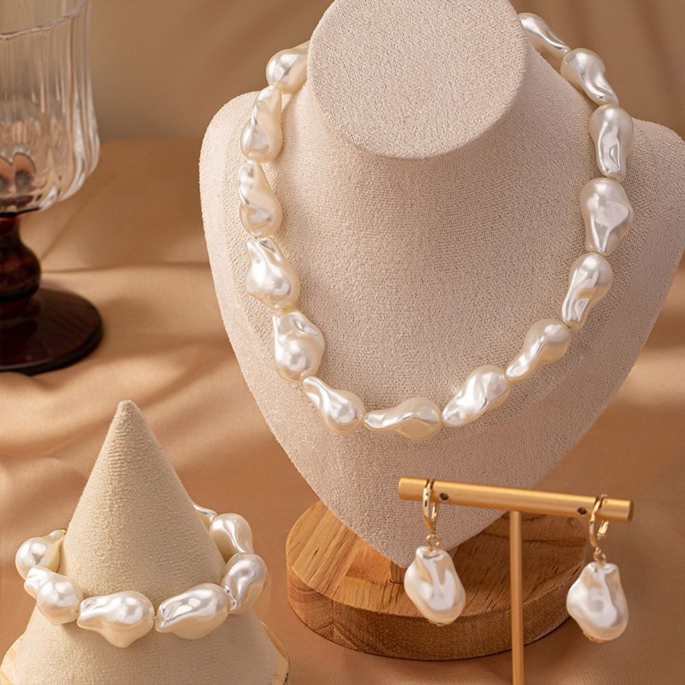 Irregular Pearl Necklace, Bracelet and Earring Jewelry Set for Women - 1