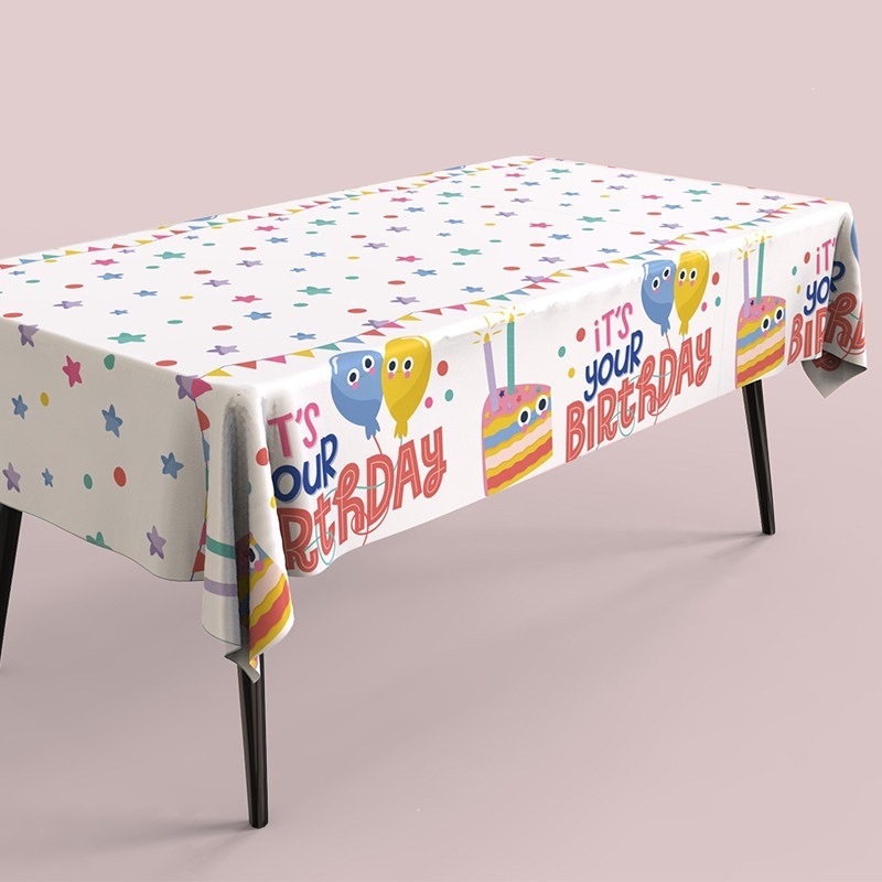 Einweg-Geburtstagstischdecke, Kuchen- und Dessert-Motiv, Kinderparty