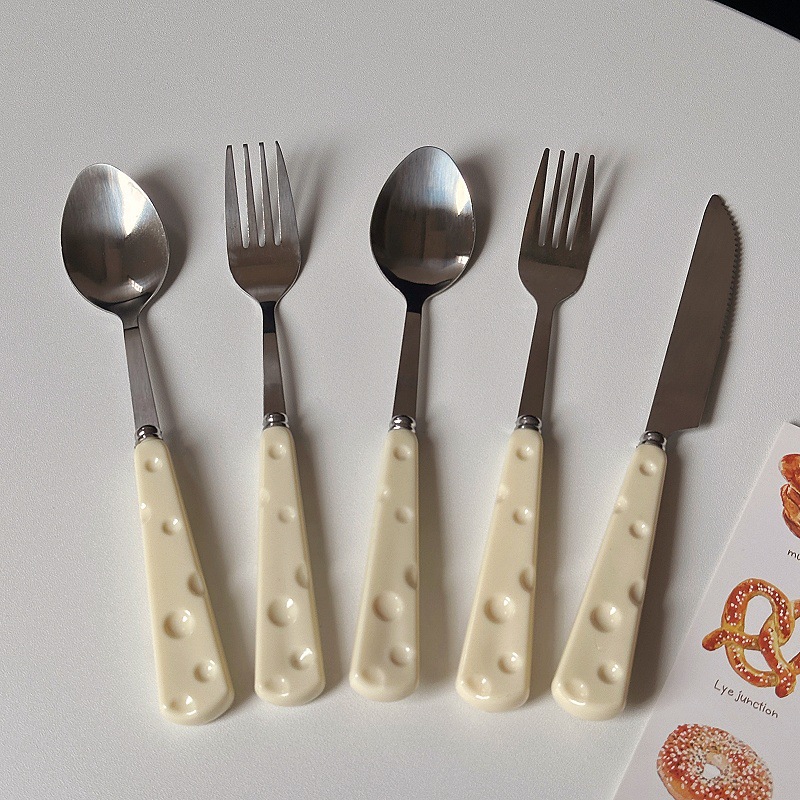 Yemek Takımı İnce Model Peynir Kaşığı Çatal Şık Yüksek Değerli Paslanmaz Çelik Bıçak Çatal Kaşık Ev Kullanımı Lüks Hissi Batı Yemekleri - 4