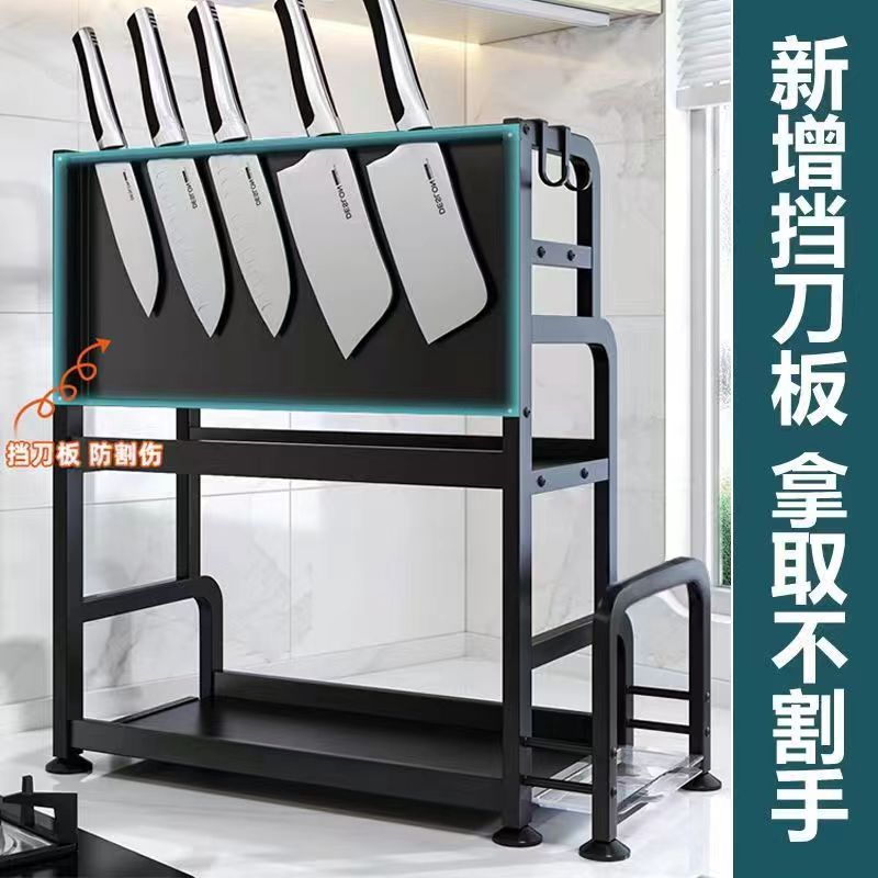 Kitchen spice rack countertop food chopsticks knife holder gun grey multifunctional spice organizer multilayer stainless steel storage - 5