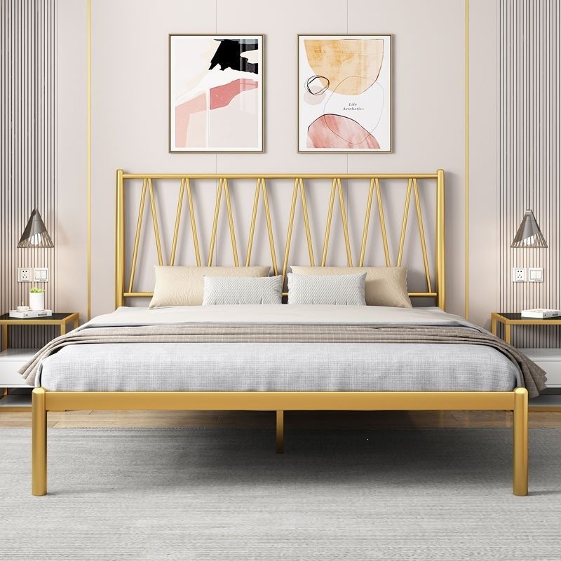 Avrupa Tarzı Modern Demir Yatak 1,5 m 1,8 m Tek ve Çift Kişilik