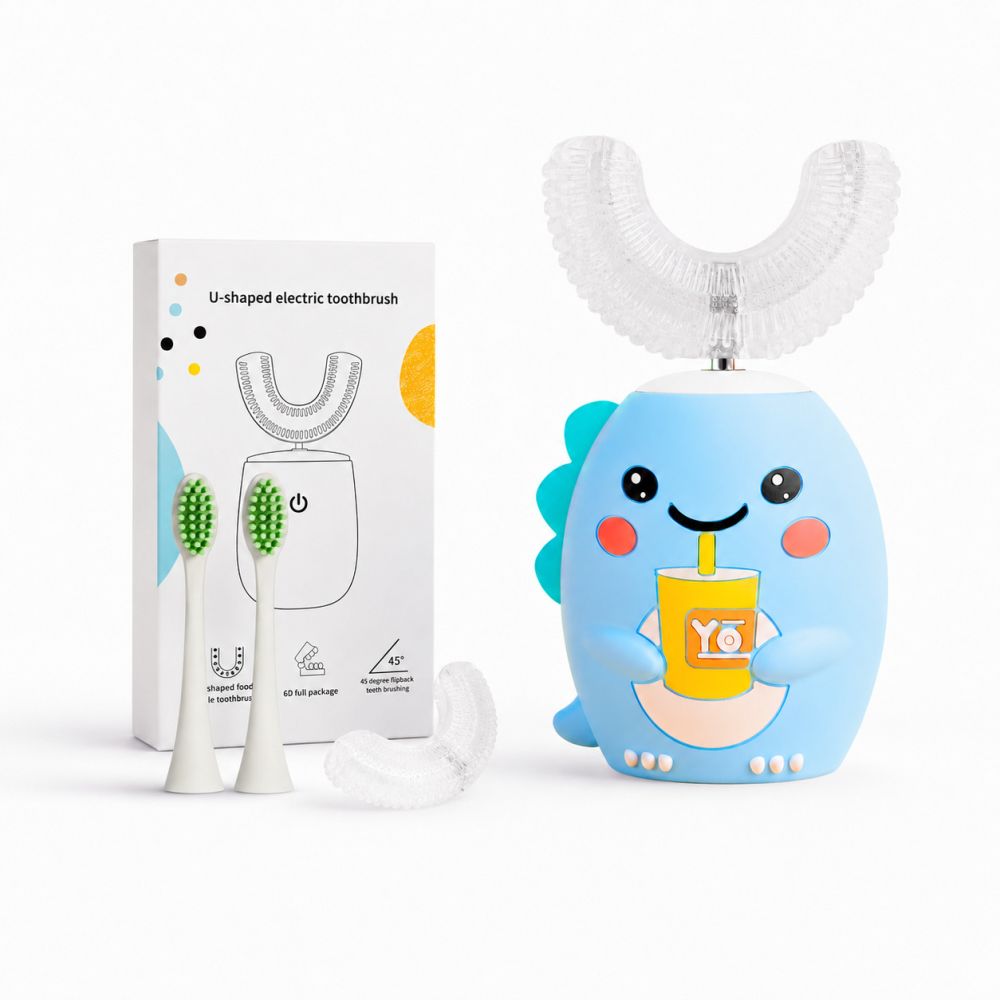 Children's U-Shaped Electric Toothbrush, Silicone Soft-Bristle, Cartoon Design
