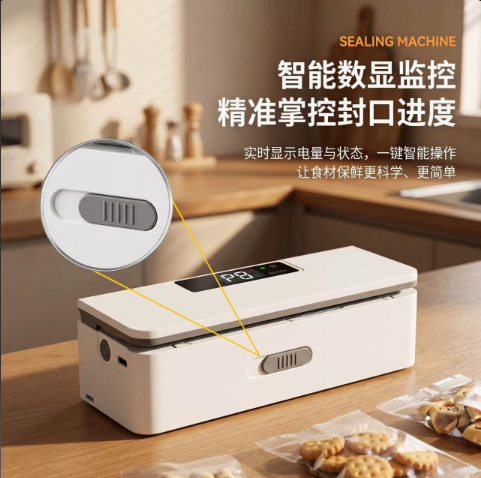 迷你封口机便携零食封口器家用食品保鲜密封机液晶自动封口夹跨境