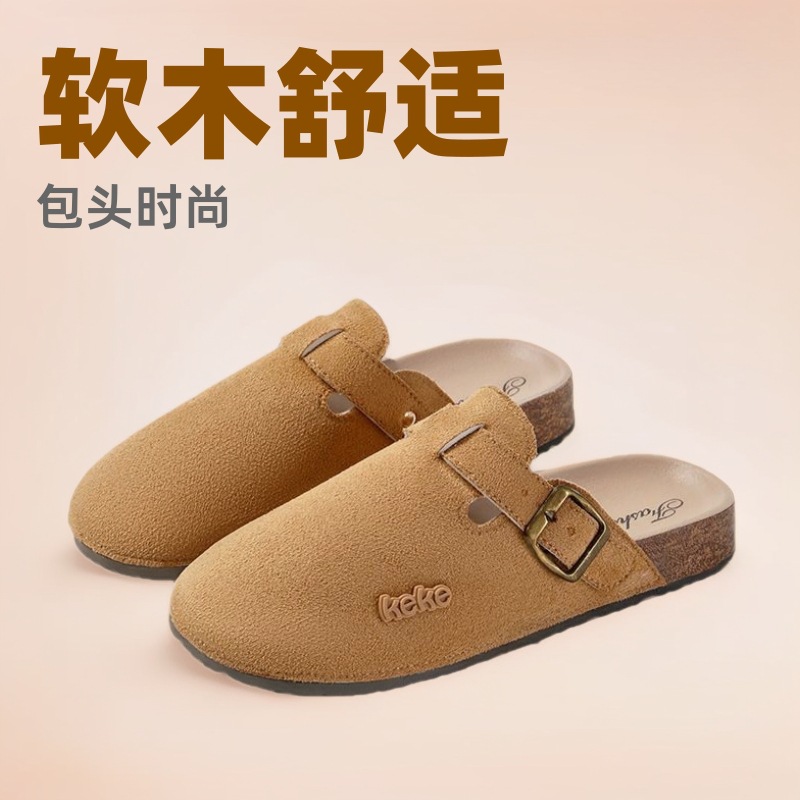 Производитель напрямую 2025 Тапочки-полутапочки унисекс в стиле Birkenstock с пробковой подошвой и закрытым носком для мужчин и женщин, нескользящие женские туфли в стиле Birkenstock