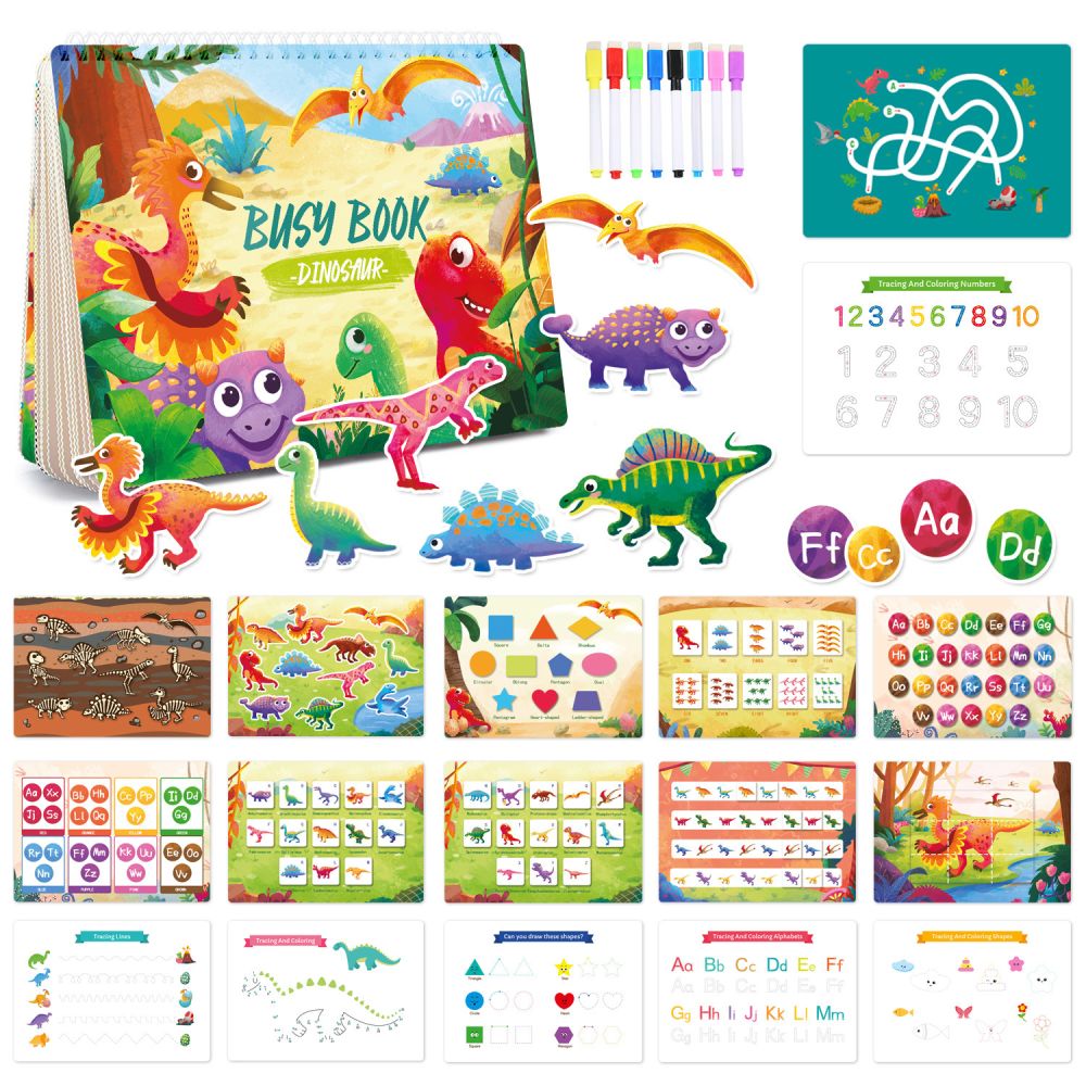 Dinosaurier-Thema Busy Book Kinder Vorschule Lernspielzeug Ruhebuch Früherziehung
