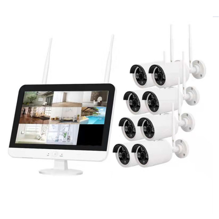 8-Kanal WiFi 4MP Wireless-Überwachungsset mit 12,1" Display
