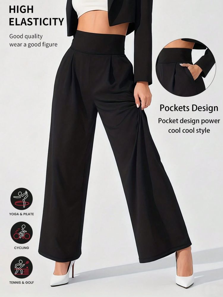 Weite Damen-Anzughose mit hohem Bund