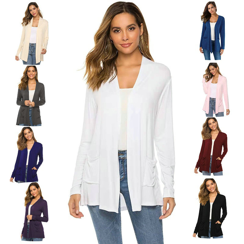 Strickjacke für Damen in Großen Größen, Uni, langarm