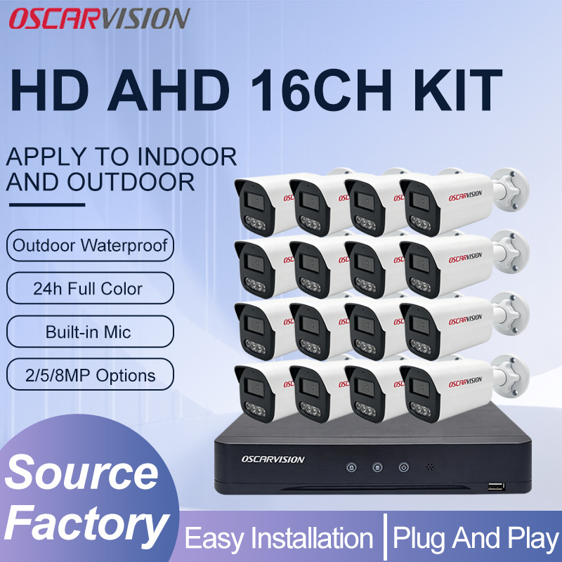 Coaxial camera set 16-channel, 2-8MP options, waterproof - 1