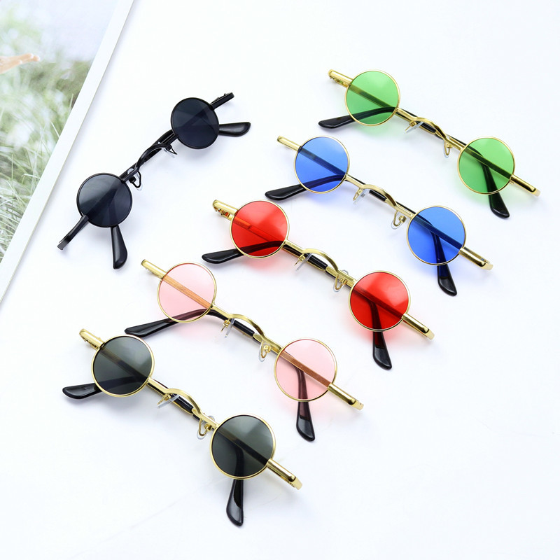Men's Round Retro Small-Frame Sunglasses