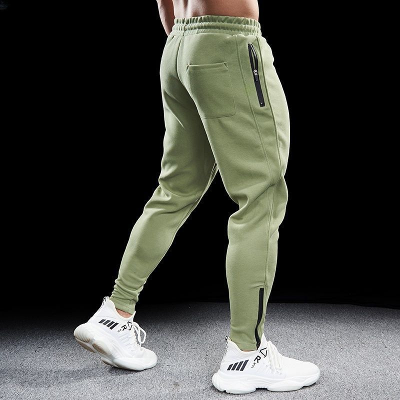 Men's Autumn Winter Slim-Fit Stretch Running Pants with Hem Zipper
