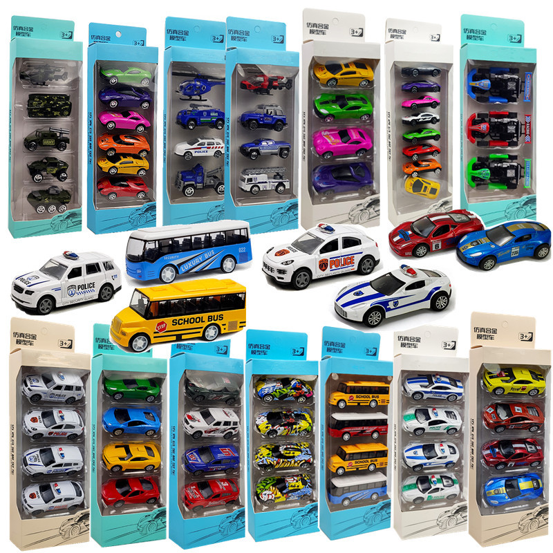 Children's Pull-Back Alloy Police Car Model Toy Set