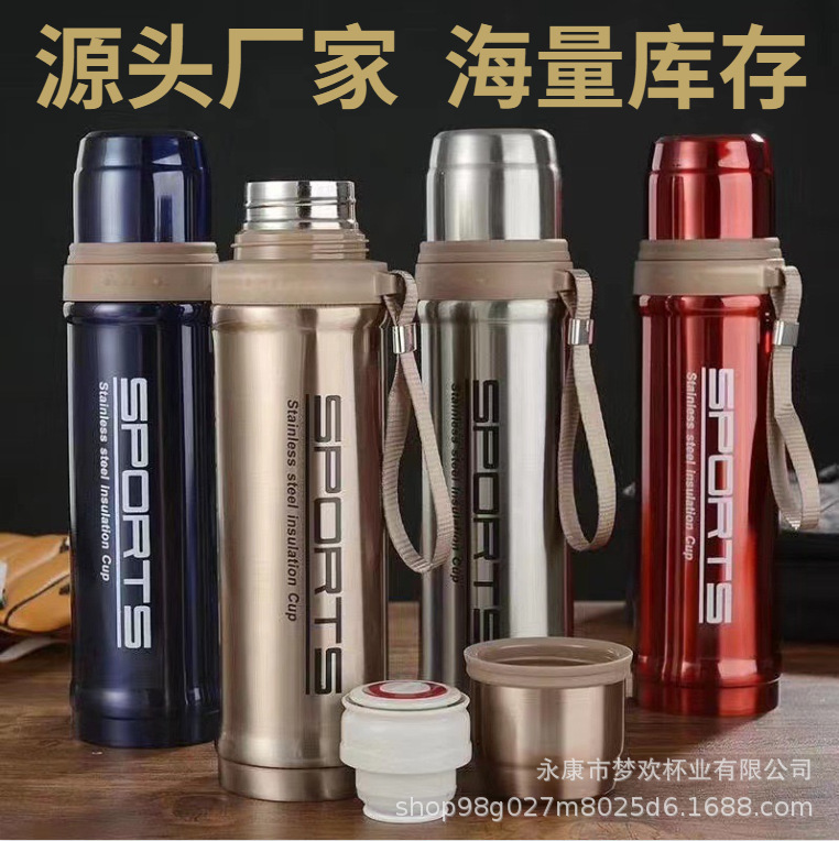 Edelstahl-Thermosflasche mit Geschosskopf-Design, großes Fassungsvermögen, tragbar für Out