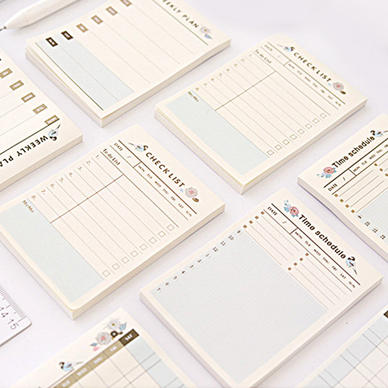 Blue Bird Flower Portable Weekly Planner Notebook - 1