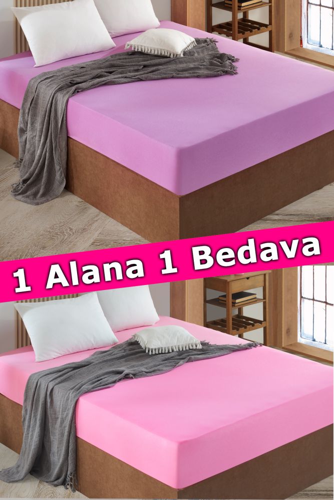 2 Adet Tek Kişilik Lastikli Çarşaf | Fuşya&Pembe