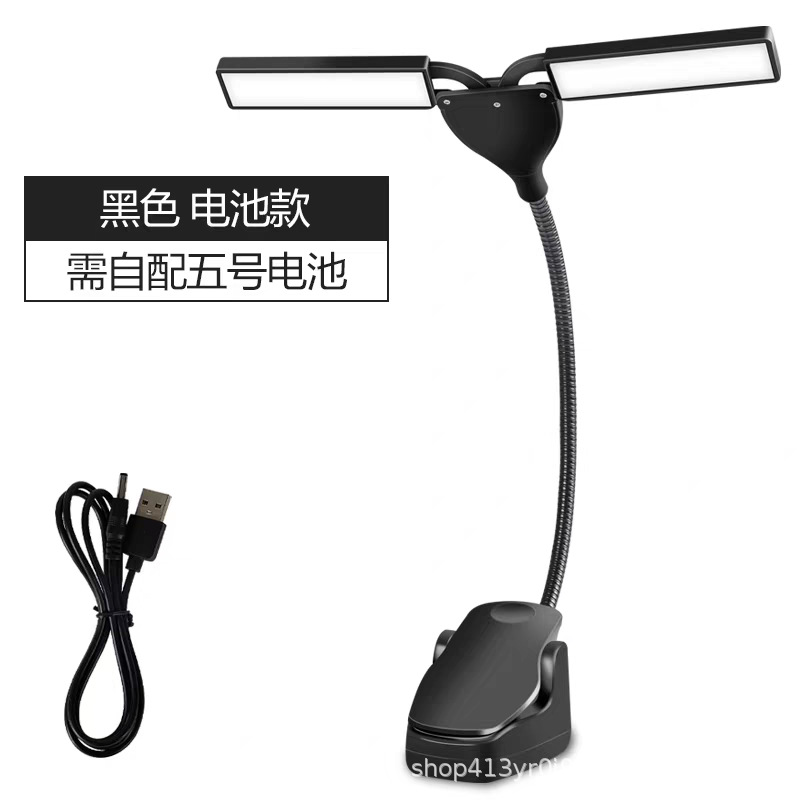 Wiederaufladbare LED-Notenpultleuchte, USB-Klemme, dimmbar, für Gitarre und Erhu