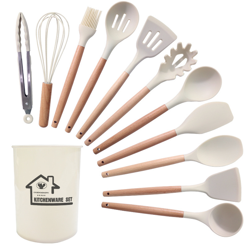 Silikon-Küchenutensilien-Set 12-teiliges Set Silikonspatel Suppenlöffel Antihaft-Pfanne Lebensmittelqualität-Silikonspatel Home-Typ Silikon-Küchenutensilien - 8