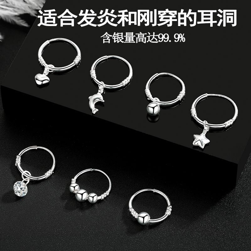S999 Silber Damen-Ohrringe koreanischer Stil