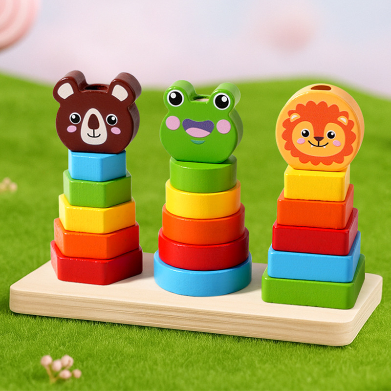 Holz-Tierform-Stapelspielzeug für Kinder mit Farberkennung