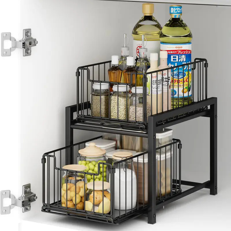 Unterbau-Küchenorganizer mit Schublade und diagonalem Griff, Gewürzregal, Unterbau-Schubladenkorb - 12