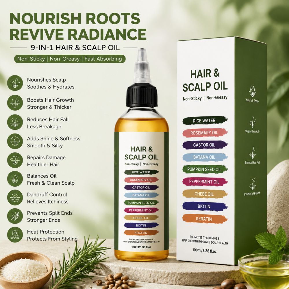 HAIR&SCALP Saç ve Saç Derisi Yağı, Biberiye, Hint Yağı, Batana ve Biotin, Kırılma Karşıtı