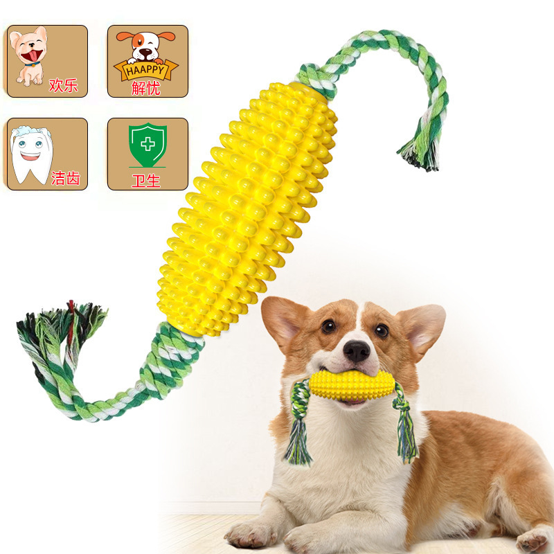 Corn-Shaped Dog Chew Toy with Teeth Cleaning Function, Durable Dog Toothbrush - 1